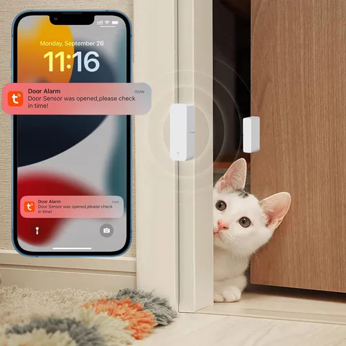 Miniatura 3 de Tuya - Sensor de puerta WiFi, sensor inteligente de ventana de puerta, alarma en tiempo real compatible con Alexa Google Assistant, sensor