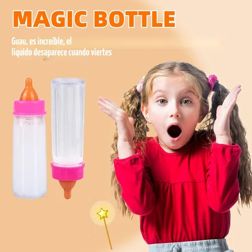 Miniatura 3 de CARANOVO Juego de accesorios para muñecas de bebé, 7 piezas, juego de alimentación y cuidado con botellas mágicas que desaparecen, chupete, pañales