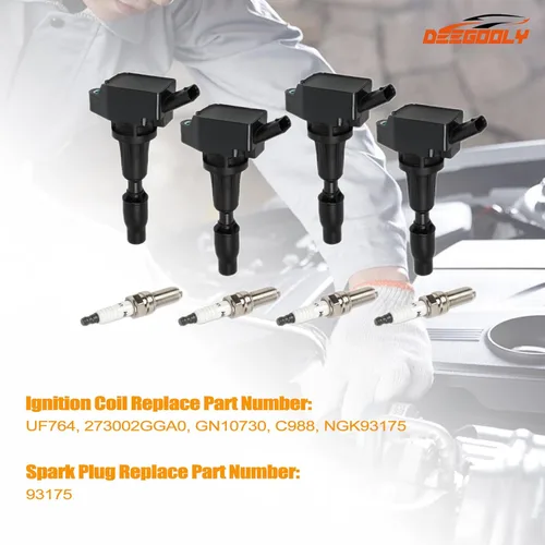 Miniatura 3 de Paquete de 4 bobinas de encendido UF-764 y bujías de iridio compatibles con Hyundai Santa Fe 2019-2020 L4 2.4L y Kia Optima 2016-2020 L4 2.4L