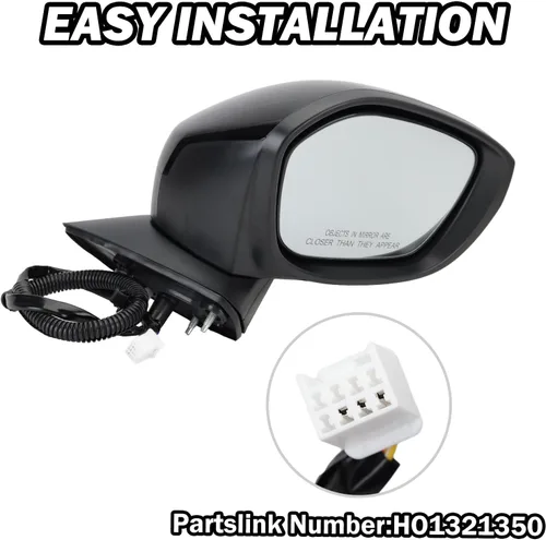 Miniatura 5 de Espejo lateral derecho del pasajero compatible con Honda Civic Sedan/Hatchback 2022, 2023, 2024, 2025, espejos con cristal eléctrico, sin 3 pines-BK