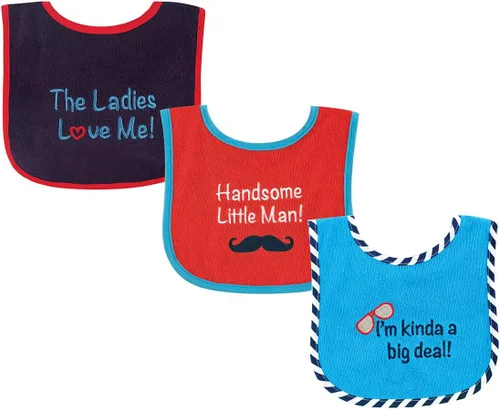 Miniatura 25 de Luvable Friends Baby Cotton Terry Drooler Bibs with PEVA Back, Transportation, One