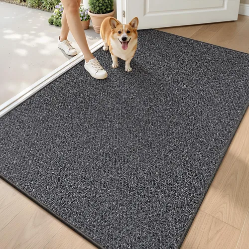 Miniatura 35 de LUMI Tapete ultradelgado para puerta de interior de 17 x 30 pulgadas, tapete de entrada antideslizante, tapete de perfil bajo, tapete de diseño