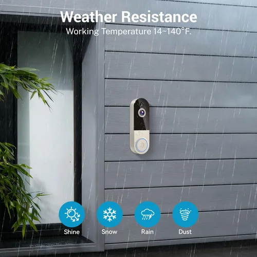 Miniatura 9 de Timbre inalámbrico con batería recargable, resolución de 1080p, audio de 2 vías, visión nocturna, detección humana AI, almacenamiento en la nube