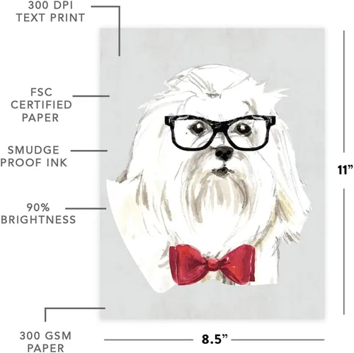 Miniatura 46 de Andaz Press Póster impreso para pared de perro, 8.5 x 11 pulgadas, Bulldog inglés con gafas negras, 1 paquete, regalo de cumpleaños de Navidad, sin