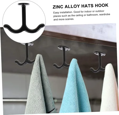 Miniatura 4 de CHILDWEET Gancho de doble punta de aleación de zinc para sombreros, llaves, bolsas, fuerte capacidad de carga, fácil de instalar, ideal para baño