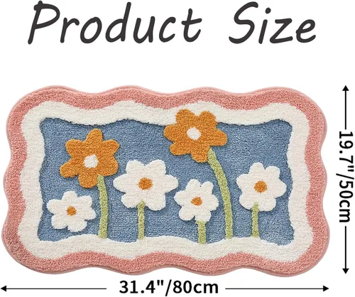 Miniatura 2 de PTAEXCEL Bonita alfombra de baño, 32 x 20 pulgadas, extra suave, color rosa, alfombra de área de flores de alta absorción, antideslizante, lavable a