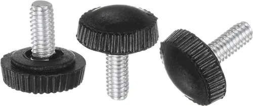 Miniatura 24 de uxcell 20 pomos moleteados de rosca métrica macho M4 x 0.236 in, pomos de sujeción de tornillo de pulgar, mango de plástico con perno roscado