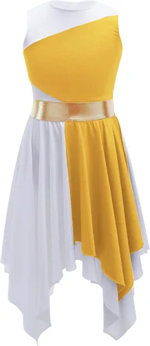 Miniatura 3 de CHICTRY Vestido de baile lírico sin mangas asimétrico para niñas, disfraz de adoración litúrgica contemporánea
