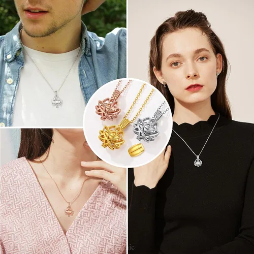 Miniatura 17 de FindChic Collares personalizados con urna para cenizas, barra vertical, gato, luna, reloj de arena, garra de perro, acero inoxidable, chapado en oro