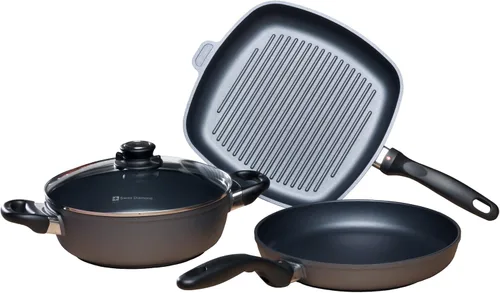 Miniatura 7 de Swiss Diamond Duo - Juego de sartenes antiadherentes con revestimiento de diamante con asas de acero inoxidable, juego de utensilios de cocina
