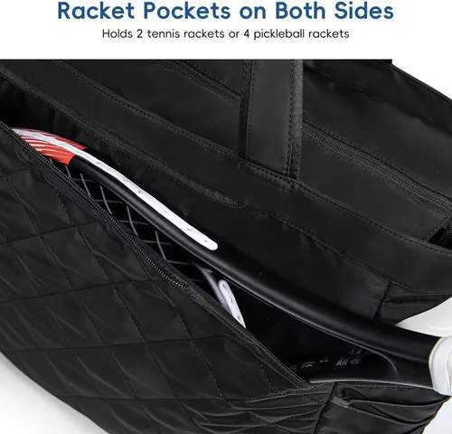 Miniatura 2 de KAVIGOR Bolsa de tenis con compartimento para zapatos - Bolsa extragrande acolchada para pickleball con capacidad para 2-4 raquetas, resistente al