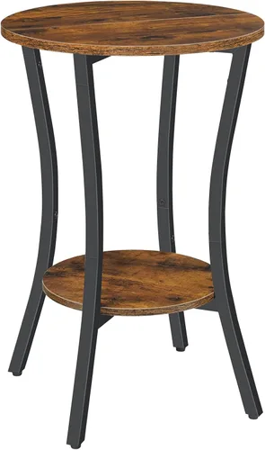 Miniatura 9 de HOOBRO Mesa auxiliar redonda, mesa auxiliar de sofá de 2 niveles, mesita de noche de almacenamiento pequeña, para espacios pequeños, mesa decorativa
