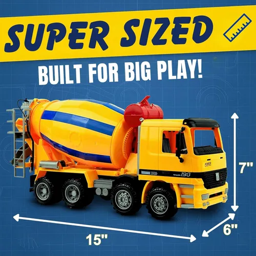 Miniatura 5 de Liberty Imports Camión de construcción de gran tamaño de 15 pulgadas para niños, vehículos a escala 1:22 con piezas móviles realistas