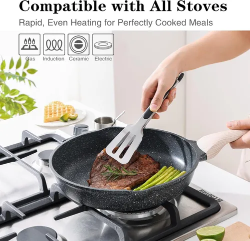 Miniatura 5 de Kordisen Sartén antiadherente, sartén grande de 12.5 pulgadas, sartén de granito, saludable y no tóxica, compatible con inducción, libre de PFOA