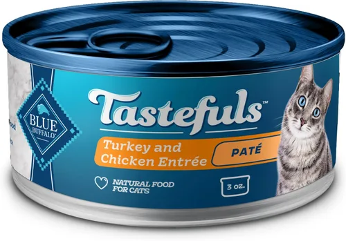 Miniatura 20 de Blue Buffalo Tastefuls - Paquete variado de comida húmeda natural para gatos, pollo, pavo y pollo, pescado y atún de océano, latas de 5.5 onzas