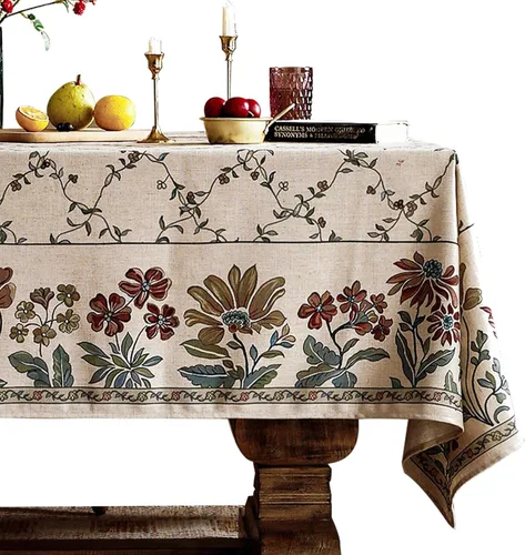 patdrea - Mantel de diseño vintage francés cuadrado, mantel floral transpirable de campo de otoño, cubierta decorativa italiana para cocina, cena,
