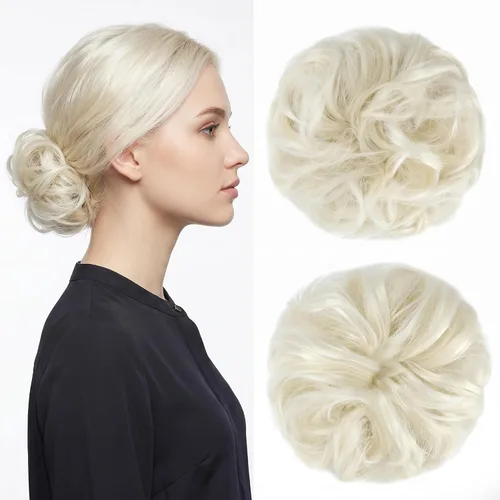 Miniatura 17 de Moño desordenado grande y desordenado, moño ondulado, rizado, coleteros gruesos, extensiones de cabello para mujeres y niñas, color marrón jengibre