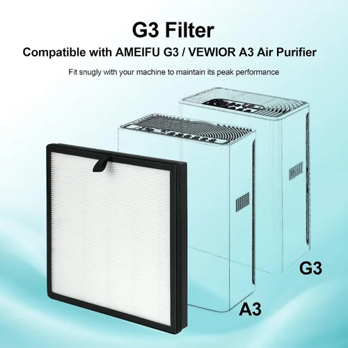 Miniatura 2 de Paquete de 2 filtros de repuesto compatibles con AME=EU G3 / FXAP2W / Sferf-30 y VEWIOR A3 / A3N / ClearAir-A3 Tailulu HQZZ-260 purificador de aire