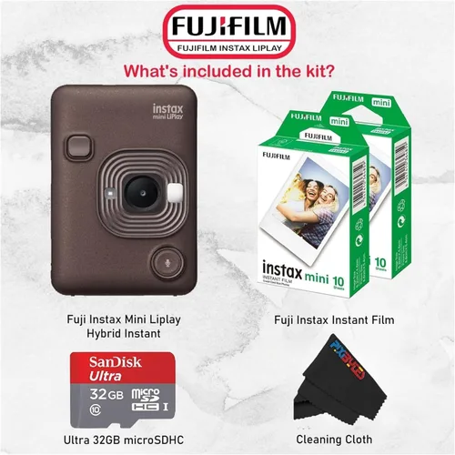 Miniatura 4 de Fujifilm Mini cámara instantánea híbrida LiPlay con mini película (bronce profundo, con 20 hojas de película)