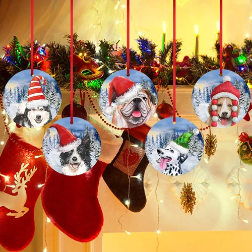 Miniatura 7 de Adorno de Bulldog Inglés para la Primera Navidad 2023, adorno para árbol de Navidad, decoración de árbol de Navidad de Papá Noel, adorno colgante