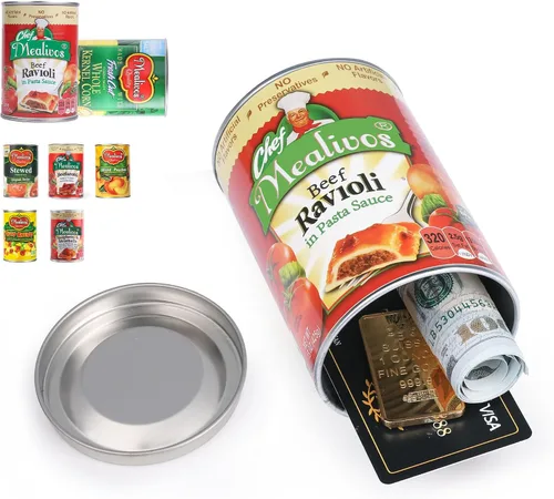 Miniatura 8 de Caja de seguridad falsa con forma de lata, perfecta para ocultar almacenamiento, llave, efectivo, joyas, tarjeta (1- Estilo francés de judías verdes)