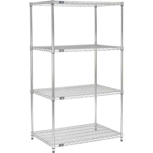 Nexel 14" x 42" x 63", unidad de estantería de alambre ajustable de 4 niveles, estante de almacenamiento comercial con certificación NSF, acabado