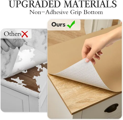 Miniatura 8 de Beautysaid Revestimiento de estante y cajón para armario de cocina, papel antideslizante no adhesivo, impermeable, lavable, grueso para tocador