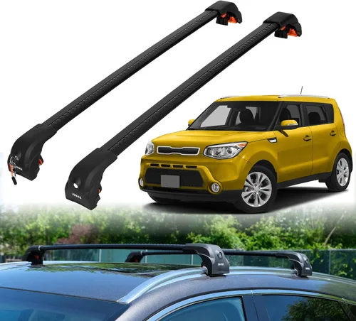 Miniatura 8 de ERKUL Barras transversales de techo para Kia Soul 2014-2019 Barras transversales de aluminio Aero mejoradas con bloqueo antirrobo para techo