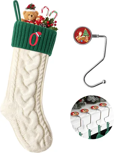 Miniatura 91 de Botas de Navidad personalizadas, iniciales personalizadas, 18 pulgadas, botas de Navidad tejidas con letras para colgar en la chimenea, botas de Rojo