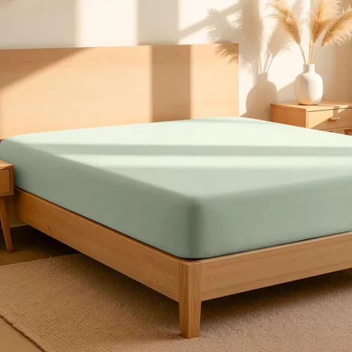 Miniatura 23 de Bare Home Sábana bajera ajustable 100 % algodón orgánico tamaño Queen, tejido de percal crujiente, ligera y transpirable, sábana bajera de bolsillo