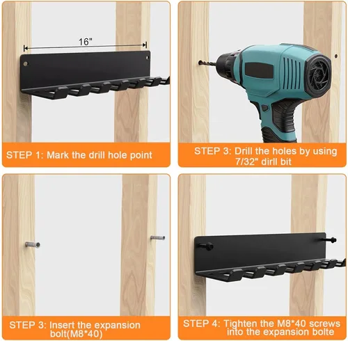 Miniatura 5 de Organizador de gimnasio, colgador de accesorios de gimnasio en casa, ganchos de montaje en pared para mancuernas olímpicas, asas de fila