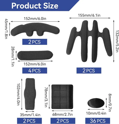 Miniatura 4 de Kit de acolchado para casco, juego de almohadillas de espuma universales para bicicleta, almohadillas de espuma de repuesto para bicicleta