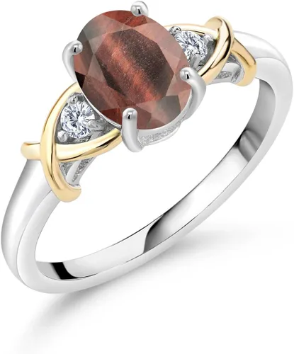 Miniatura 77 de Anillo de compromiso de oro amarillo de 10 quilates y plata 925 con piedra natal y diamantes cultivados en laboratorio para mujer, ovalado de 0.315