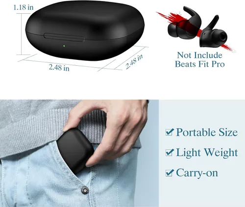 Miniatura 6 de Funda de carga inalámbrica compatible con Beats Fit Pro, cargador portátil de repuesto con botón de sincronización de emparejamiento Bluetooth, Negro
