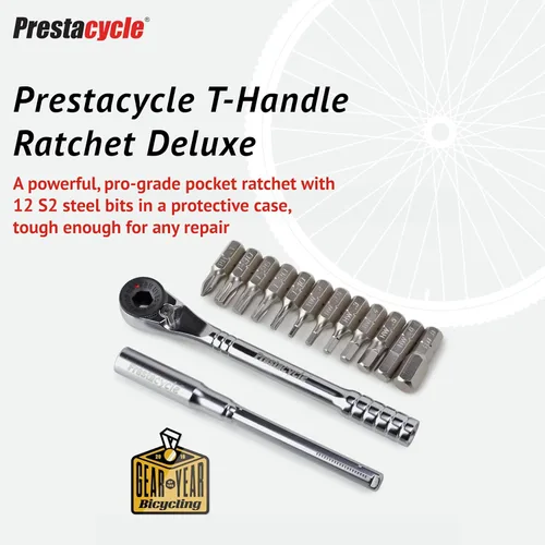 Miniatura 2 de Juego de herramientas con mango en T de Prestacycle Pro, trinquete de mango en T resistente de 60 Nm con juego de 12 piezas de hexágono de 1/4