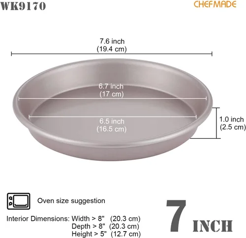 Miniatura 2 de CHEFMADE Bandeja para pizza, 7 pulgadas antiadherente para panqueques para hornear al horno (oro champán)