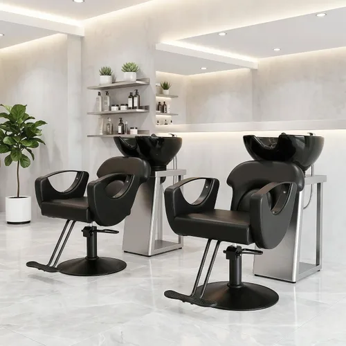 Miniatura 7 de Silla de peluquería de salón, silla de peluquería con bomba hidráulica de altura ajustable, sillas reclinables profesionales, silla de belleza