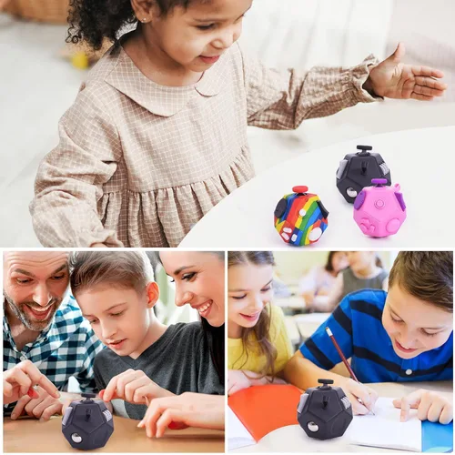 Miniatura 7 de UOOEFUN Mini Cubo de Juguetes Fidget, Cubo de Juguetes de 12 Lados para Aliviar el Estrés, Ansiedad, Depresión, Autismo para Niños y Adultos, Mejora