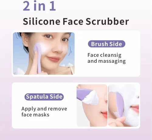 Miniatura 6 de Herramienta removedora de puntos negros, espátula facial de silicona, cepillo raspador de poros nasales 2 en 1 para limpieza profunda, espátula