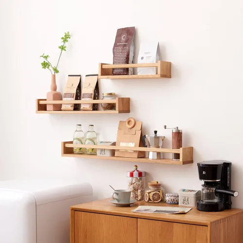 Miniatura 5 de Estantes flotantes, estantes flotantes de roble para estantería montada en la pared, estante colgante para cocina, sala de estar, dormitorio