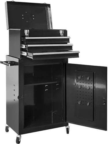 Miniatura 13 de Road DAWG ATBT1204D-BLACK Torin - Organizador de herramientas de taller de garaje rodante: caja de herramientas desmontable de 4 cajones con armario
