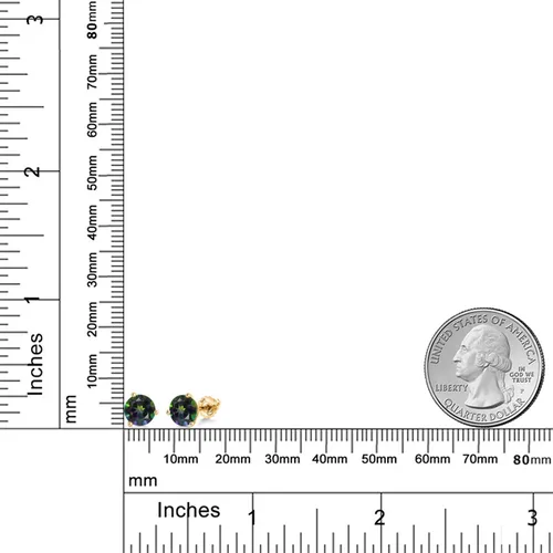 Miniatura 155 de Gem Stone King Aretes de Martini de oro amarillo de 14 quilates Aretes de tuerca de 3 puntas para mujeres y hombres Redondos de 0.236 pulgadas