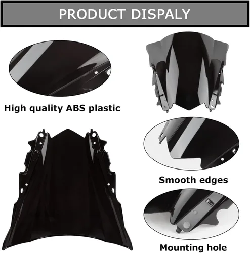 Miniatura 4 de PSLER Parabrisas Parabrisas Doble Burbuja para YZF R3 R25 2014-2018 2014 2015 2016 2017 2018 (Negro)