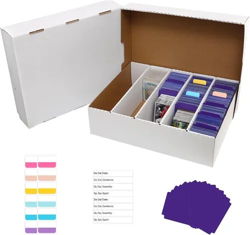 Caja de almacenamiento de 5 filas para tarjetas coleccionables con capacidad para 3950 unidades, 1 paquete de caja de almacenamiento de cartón con