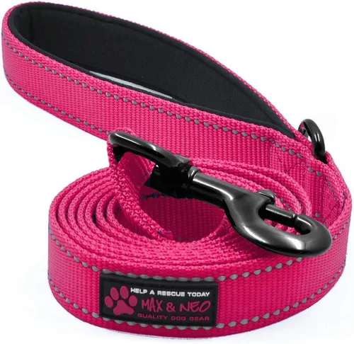 Miniatura 8 de Max and Neo Correa reflectante de nailon para perro – Donamos una a un rescate por cada una vendida (ROJO, 1.2 m)