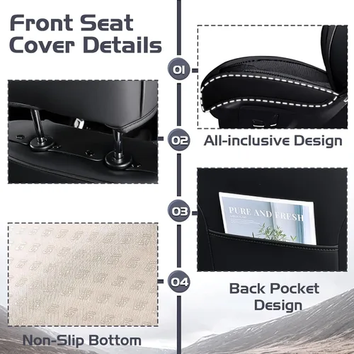 Miniatura 5 de Fundas de asiento de automóvil para Nissan Murano 2003-2026, juego completo de fundas de asiento de cuero de napa impermeables, protector de asiento