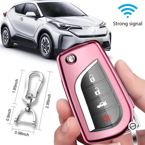 Miniatura 5 de QBUC Funda para llavero Toyota compatible con Toyota Fortuner Tundra Camry RAV4 Highlander Corolla Smart Key Sliver
