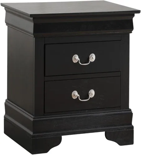 Glory Furniture Louis Phillipe - Mesita de noche con 2 cajones, color negro