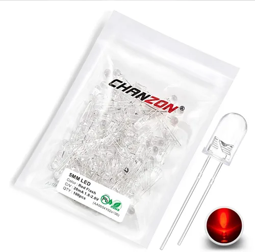 Miniatura 10 de Chanzon 100 unids 0.197 in parpadeante verde LED diodo luces 1.5Hz intermitente (lente difusa redonda DC 3V 20mA) iluminación brillante bombillas G)
