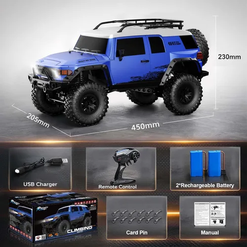 Miniatura 6 de Autos RC RC Crawler 1/10 Escala RTR Auto de Control Remoto 4WD 2.4GHz Cepillado Vehículo de Carreras Todoterreno Grado Pasatiempo Modelo con Luces